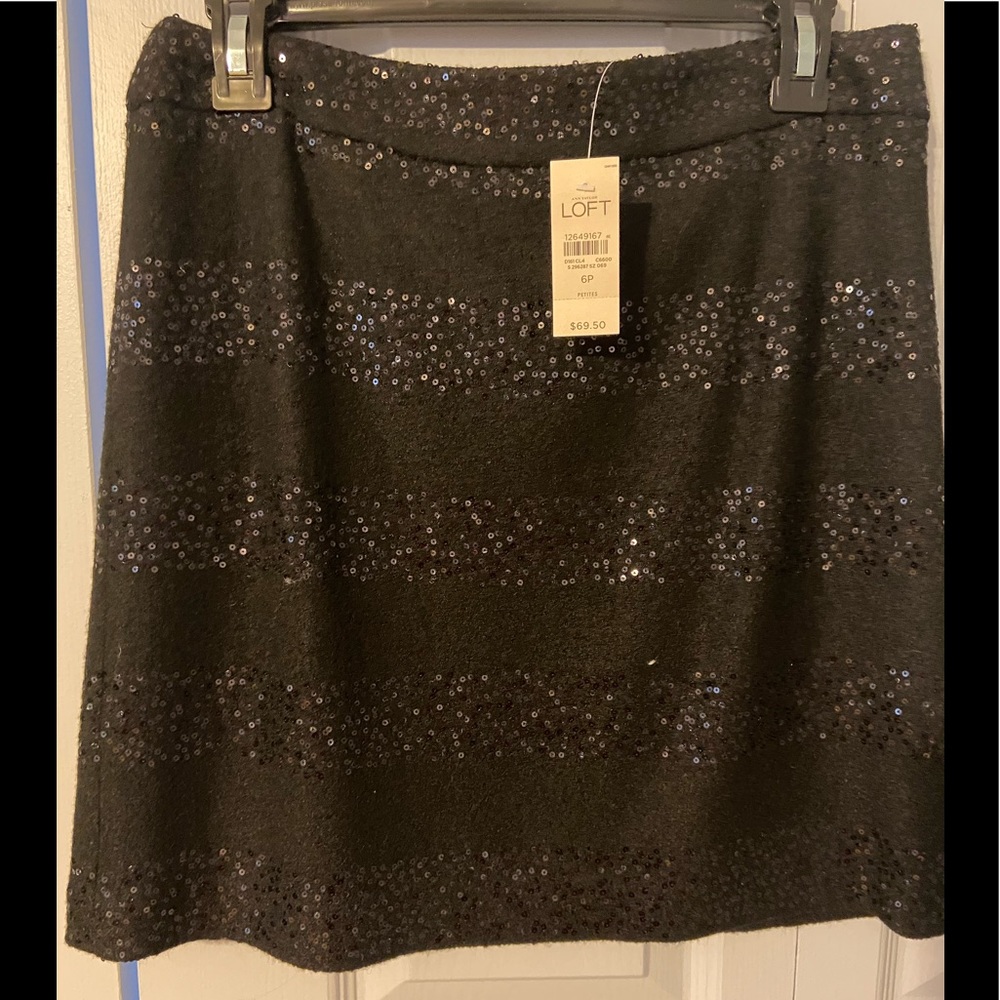 Loft Black Sequin Skirt